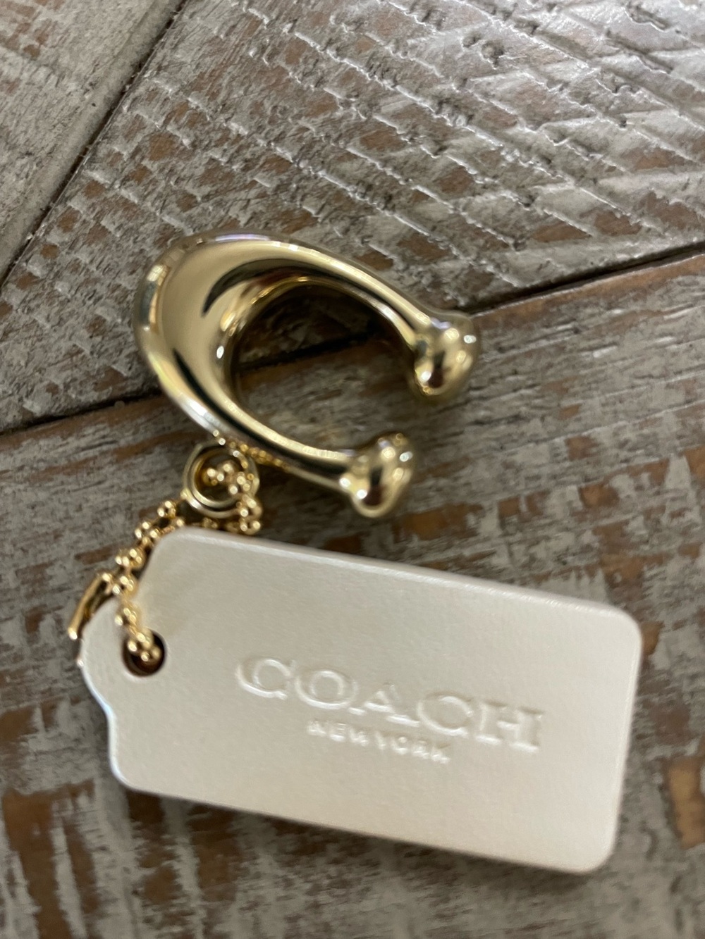 Coach Gold & Cream Key Ring and Hang Tag Charm Like New
